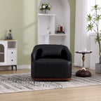 Un fauteuil de relaxation pivotant en tissu chenille, doté d'une assise confortable et d'une base robuste.