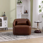 Un fauteuil de relaxation pivotant en tissu chenille, doté d'une assise confortable et d'une base robuste.