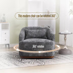 Un fauteuil de relaxation pivotant en tissu chenille, doté d'une assise confortable et d'une base robuste.