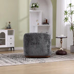 Un fauteuil de relaxation pivotant en tissu chenille, doté d'une assise confortable et d'une base robuste.