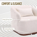 Un fauteuil de relaxation pivotant en tissu chenille, doté d'une assise confortable et d'une base robuste.