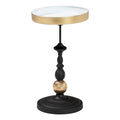 Table d'appoint ronde au charme contemporain - Table d'appoint métallique noire et dorée avec plateau amovible, convenant aux environnements intérieurs ou semi-extérieurs.