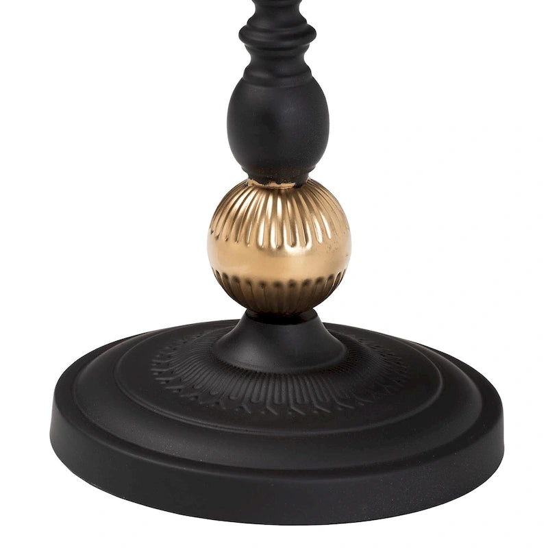 Table d'appoint ronde au charme contemporain - Table d'appoint métallique noire et dorée avec plateau amovible, convenant aux environnements intérieurs ou semi-extérieurs.