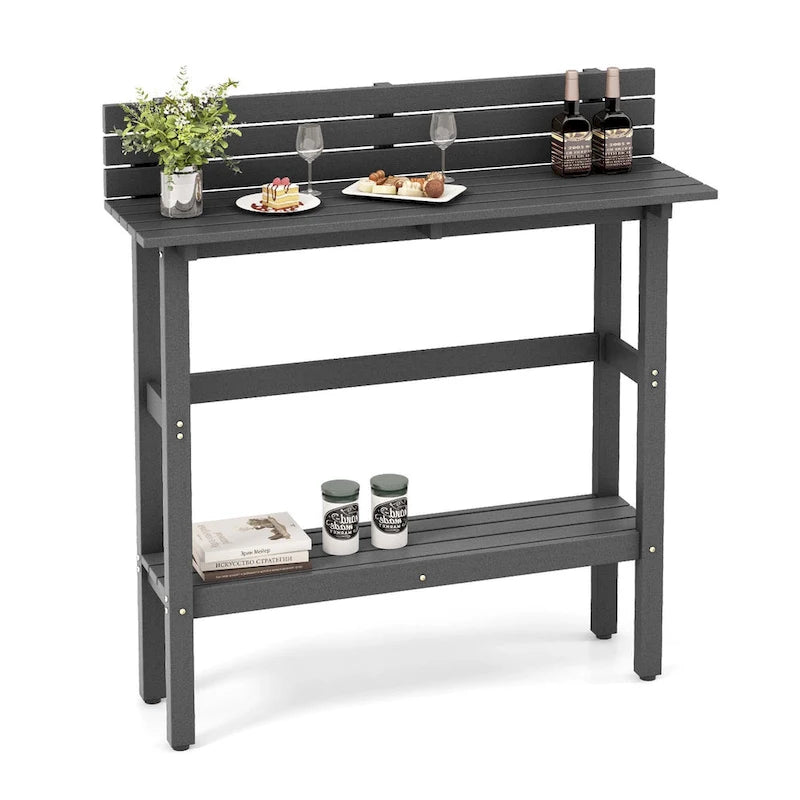 Table de bar d'extérieur 48 po avec étagère de rangement et pied réglable - Voir détails