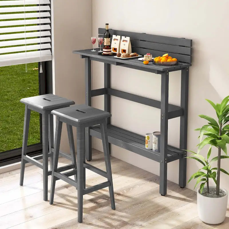 Table de bar d'extérieur 48 po avec étagère de rangement et pied réglable - Voir détails