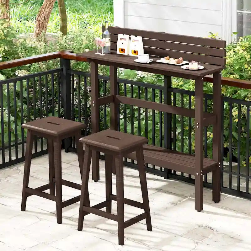 Table de bar d'extérieur 48 po avec étagère de rangement et pied réglable - Voir détails