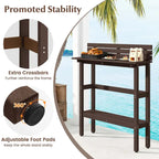 Table de bar d'extérieur 48 po avec étagère de rangement et pied réglable - Voir détails