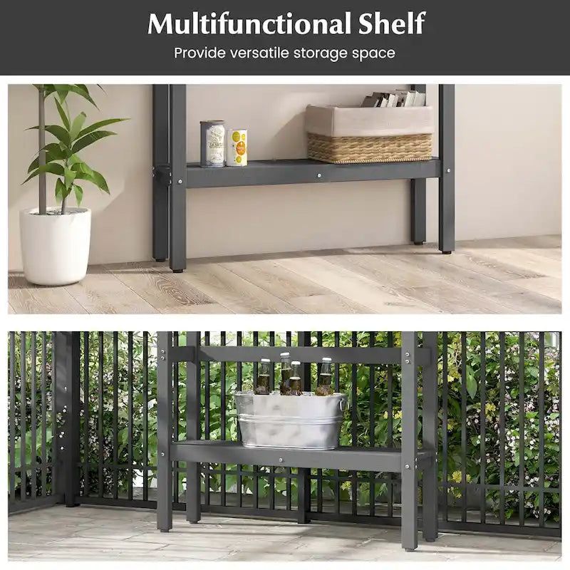 Table de bar d'extérieur 48 po avec étagère de rangement et pied réglable - Voir détails