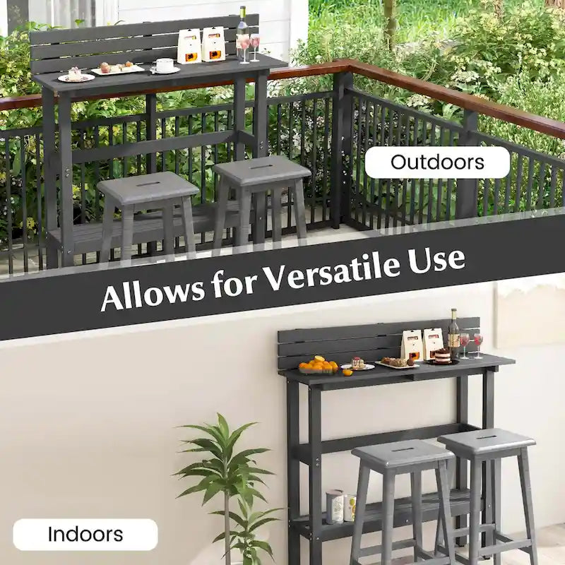 Table de bar d'extérieur 48 po avec étagère de rangement et pied réglable - Voir détails