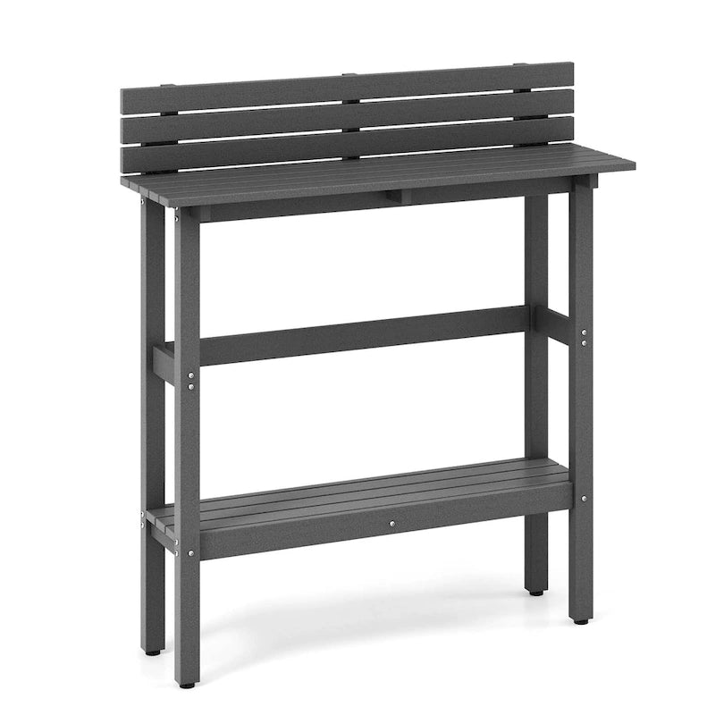 Table de bar d'extérieur 48 po avec étagère de rangement et pied réglable - Voir détails