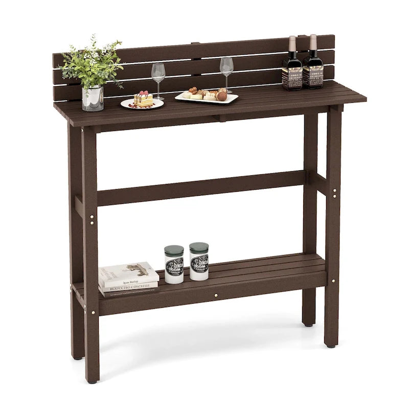 Table de bar d'extérieur 48 po avec étagère de rangement et pied réglable - Voir détails