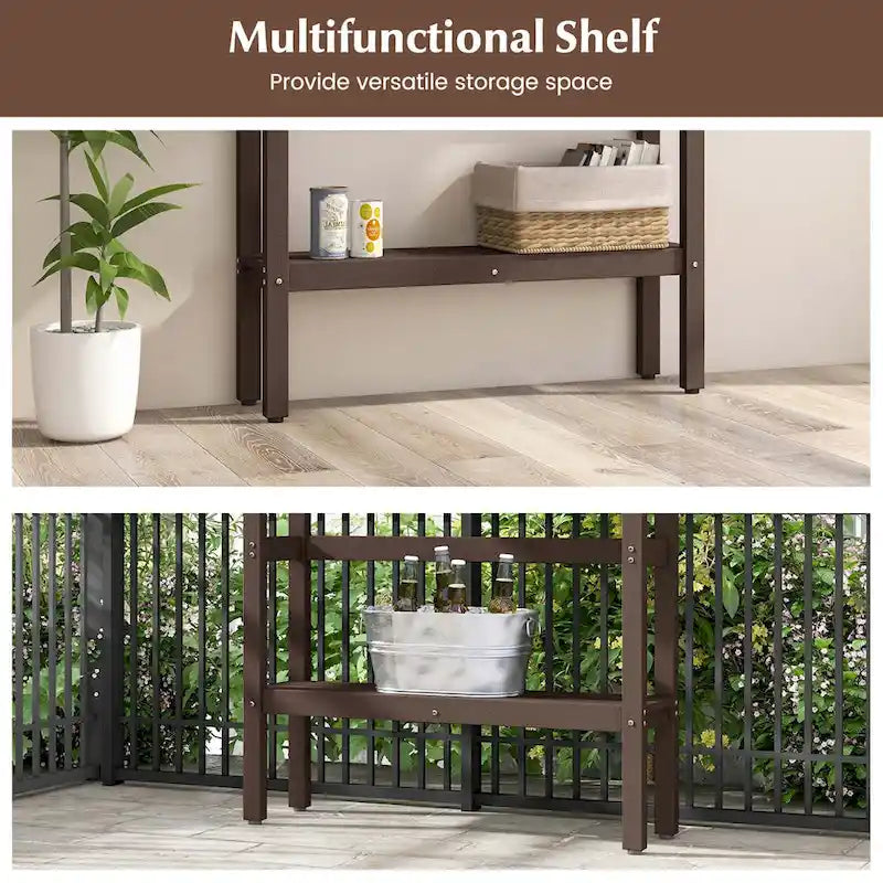 Table de bar d'extérieur 48 po avec étagère de rangement et pied réglable - Voir détails