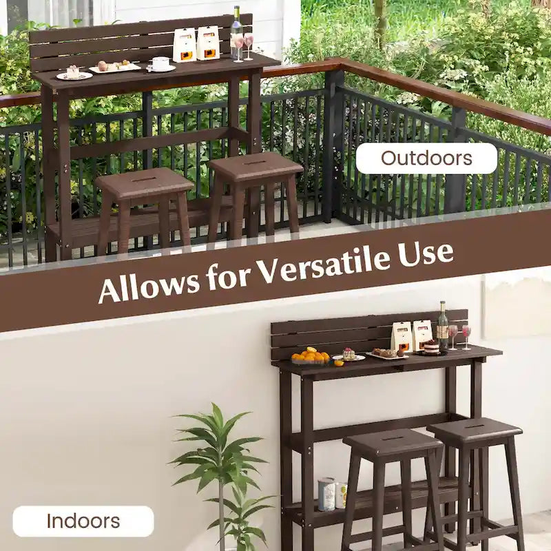 Table de bar d'extérieur 48 po avec étagère de rangement et pied réglable - Voir détails