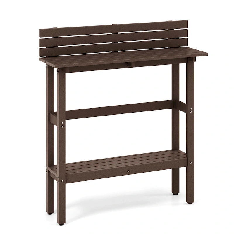 Table de bar d'extérieur 48 po avec étagère de rangement et pied réglable - Voir détails