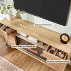 Meuble TV avec foyer intégré de style moderne du milieu du siècle, centre de divertissement