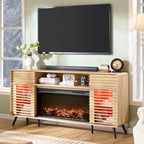 Meuble TV avec foyer intégré de style moderne du milieu du siècle, centre de divertissement