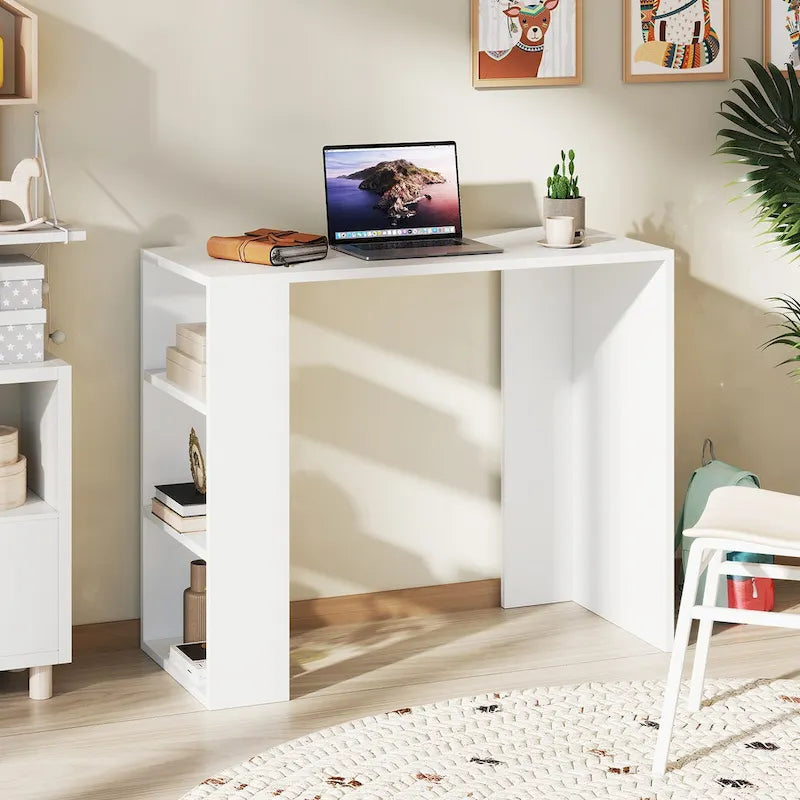 Bureau compact 36 po avec 3 étagères ouvertes autoportant