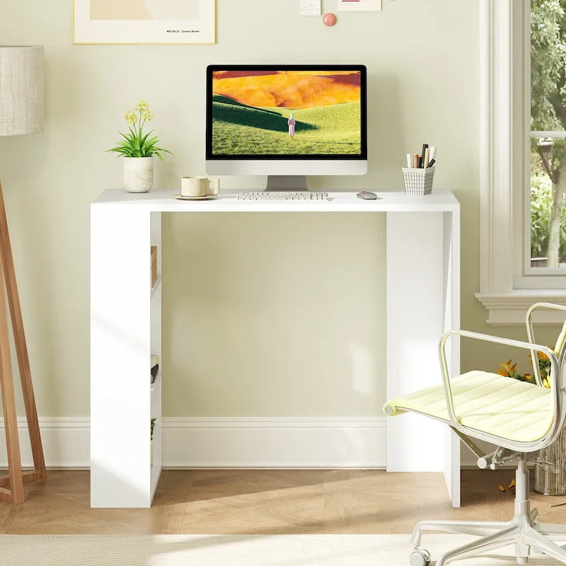 Bureau compact 36 po avec 3 étagères ouvertes autoportant