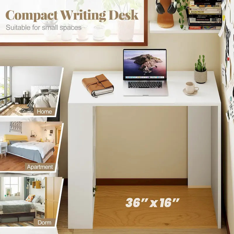 Bureau compact 36 po avec 3 étagères ouvertes autoportant