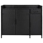 Armoire de rangement extérieure en osier, îlot de cuisine résistant aux intempéries, table de bar en rotin avec plateau en verre trempé et tiroir pour jouets de piscine