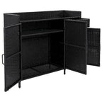 Armoire de rangement extérieure en osier, îlot de cuisine résistant aux intempéries, table de bar en rotin avec plateau en verre trempé et tiroir pour jouets de piscine