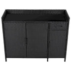 Armoire de rangement extérieure en osier, îlot de cuisine résistant aux intempéries, table de bar en rotin avec plateau en verre trempé et tiroir pour jouets de piscine