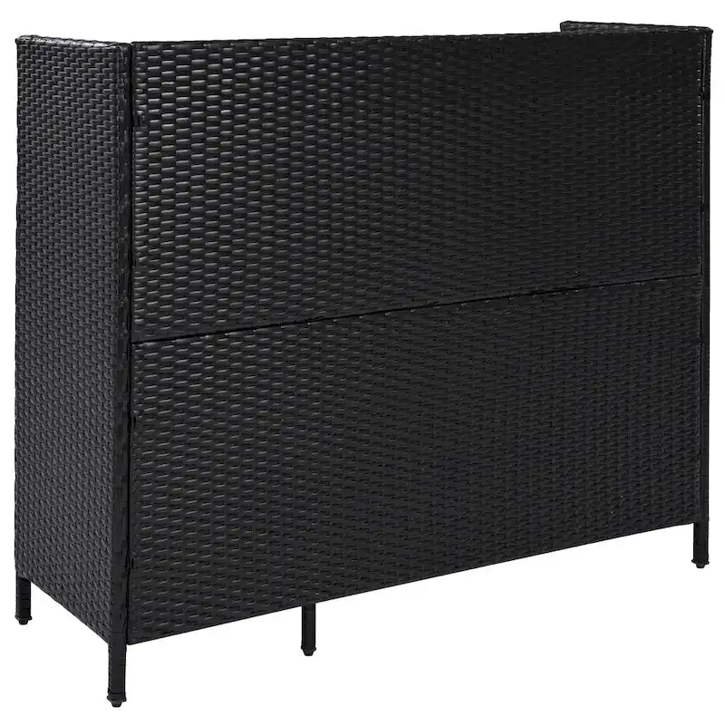 Armoire de rangement extérieure en osier, îlot de cuisine résistant aux intempéries, table de bar en rotin avec plateau en verre trempé et tiroir pour jouets de piscine