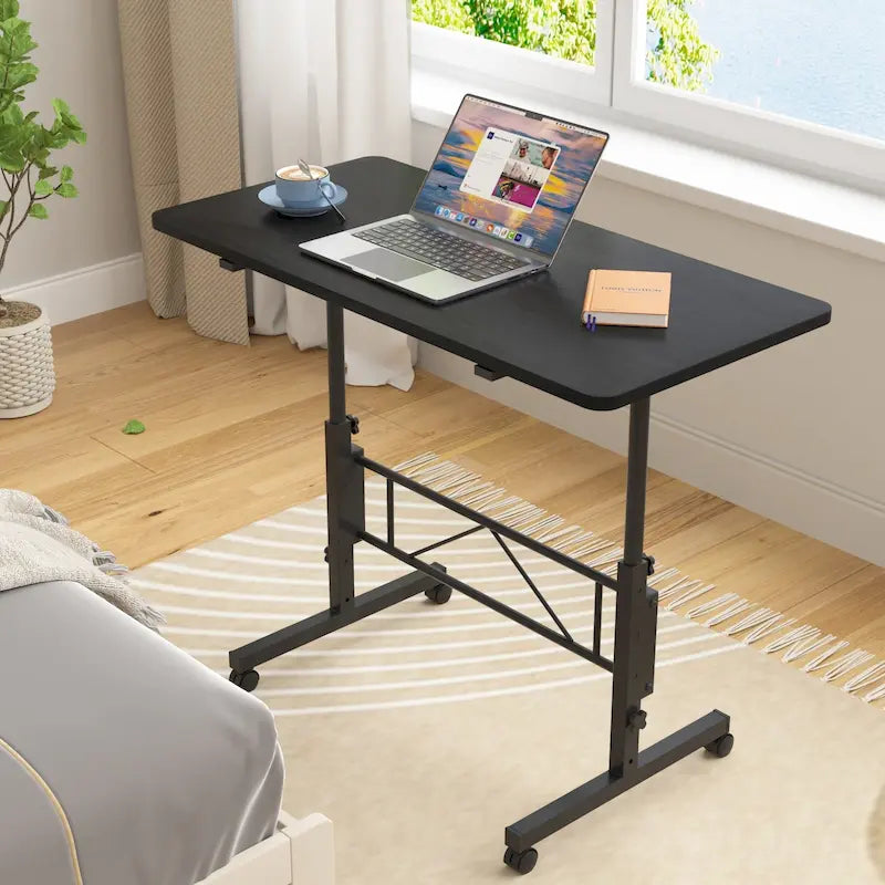 Bureau Debout Mobile avec Roulettes, Petit Bureau Debout à Hauteur Réglable, Bureaux Roulants Portables de 80 cm