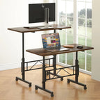 Bureau Debout Mobile avec Roulettes, Petit Bureau Debout à Hauteur Réglable, Bureaux Roulants Portables de 80 cm