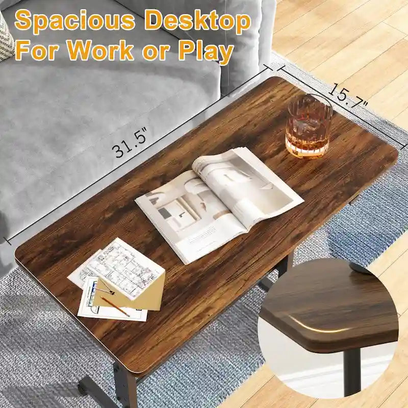 Bureau Debout Mobile avec Roulettes, Petit Bureau Debout à Hauteur Réglable, Bureaux Roulants Portables de 80 cm
