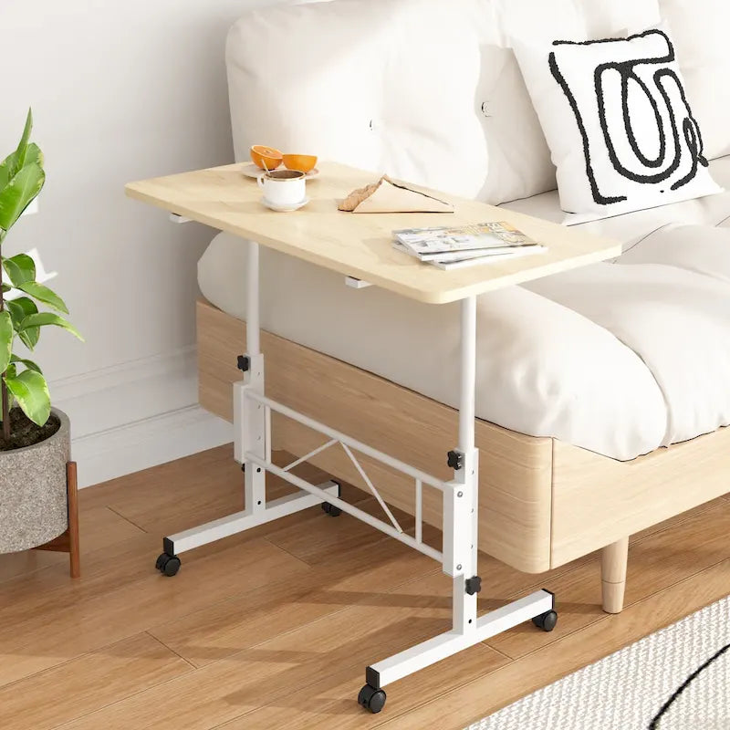 Bureau Debout Mobile avec Roulettes, Petit Bureau Debout à Hauteur Réglable, Bureaux Roulants Portables de 80 cm