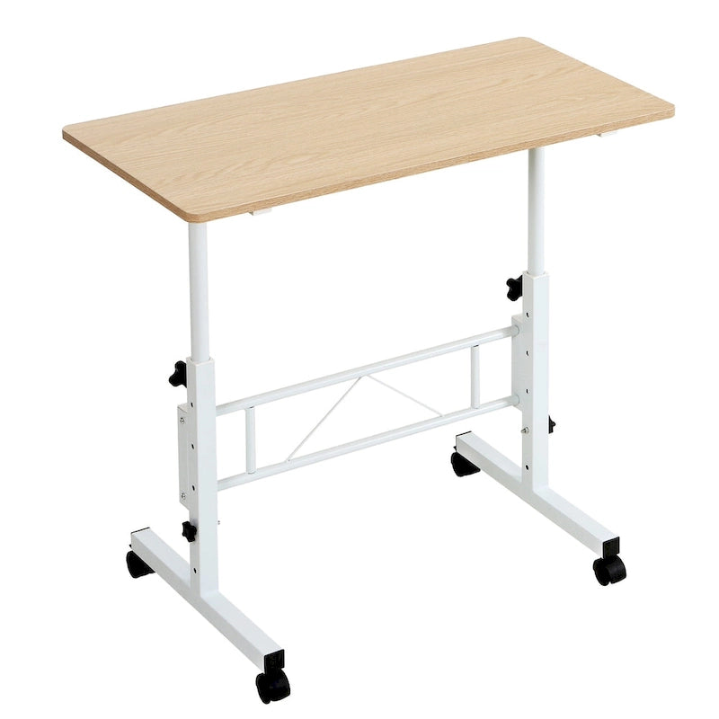 Bureau Debout Mobile avec Roulettes, Petit Bureau Debout à Hauteur Réglable, Bureaux Roulants Portables de 80 cm