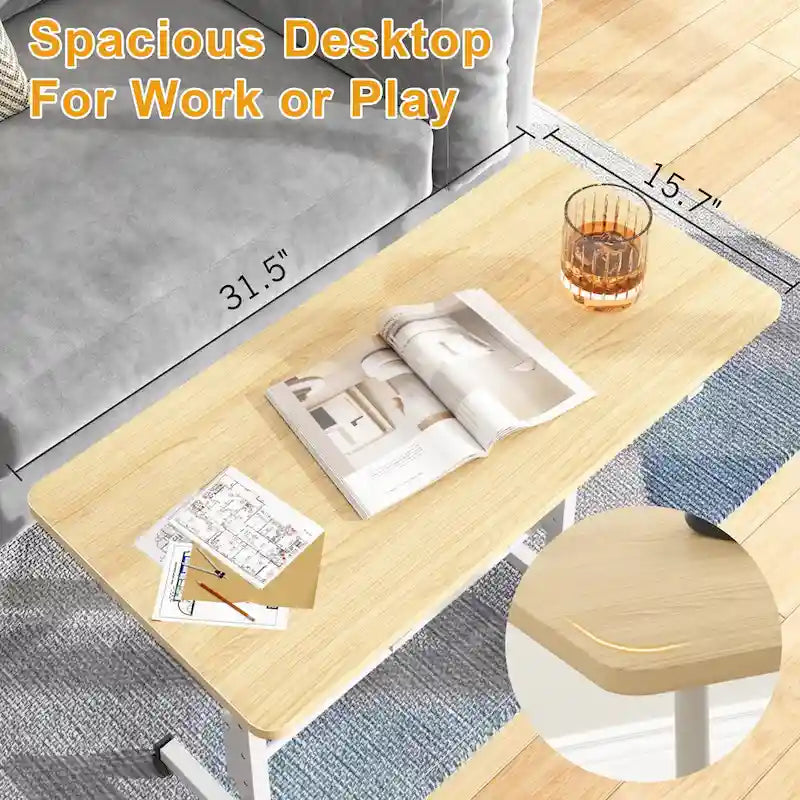 Bureau Debout Mobile avec Roulettes, Petit Bureau Debout à Hauteur Réglable, Bureaux Roulants Portables de 80 cm