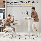 Bureau Debout Mobile avec Roulettes, Petit Bureau Debout à Hauteur Réglable, Bureaux Roulants Portables de 80 cm