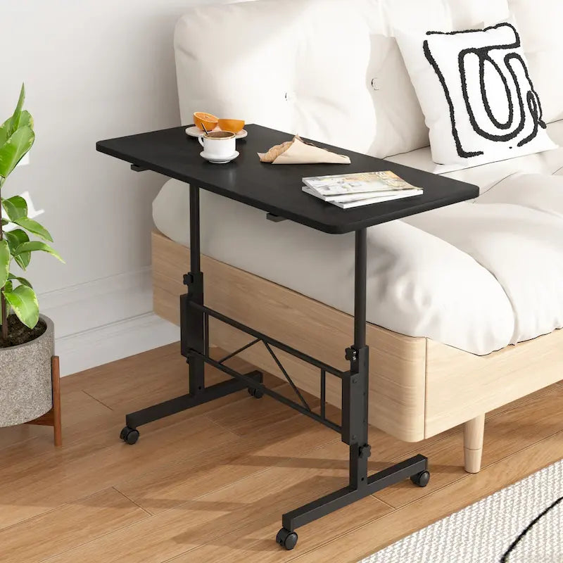 Bureau Debout Mobile avec Roulettes, Petit Bureau Debout à Hauteur Réglable, Bureaux Roulants Portables de 80 cm