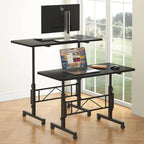 Bureau Debout Mobile avec Roulettes, Petit Bureau Debout à Hauteur Réglable, Bureaux Roulants Portables de 80 cm