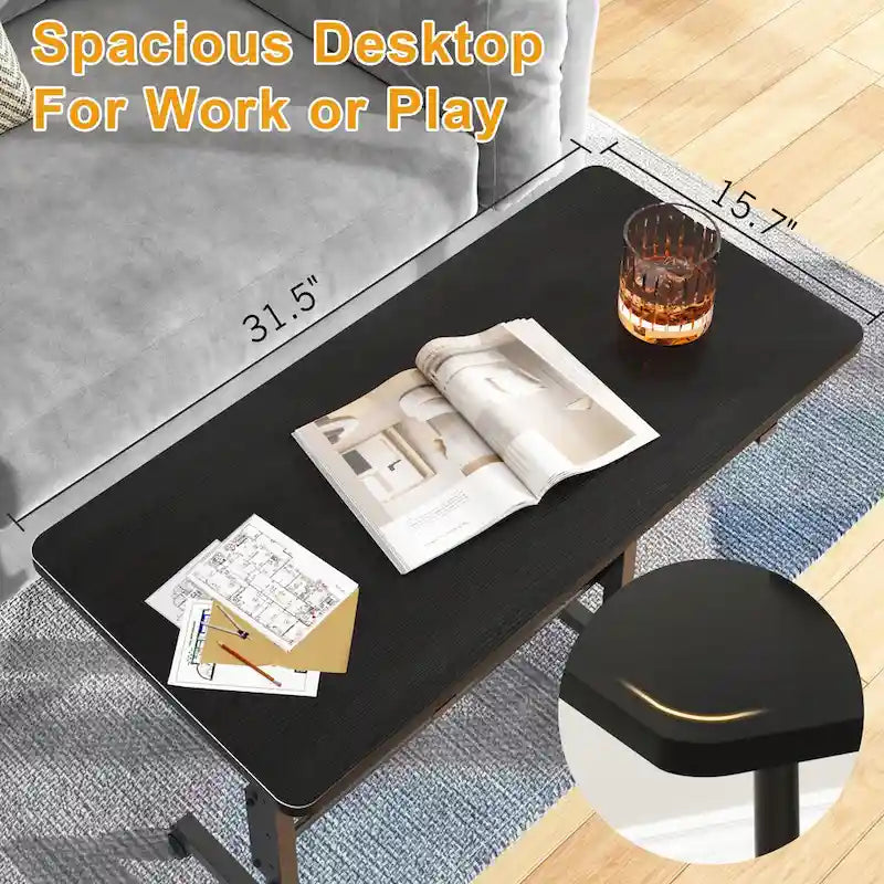 Bureau Debout Mobile avec Roulettes, Petit Bureau Debout à Hauteur Réglable, Bureaux Roulants Portables de 80 cm