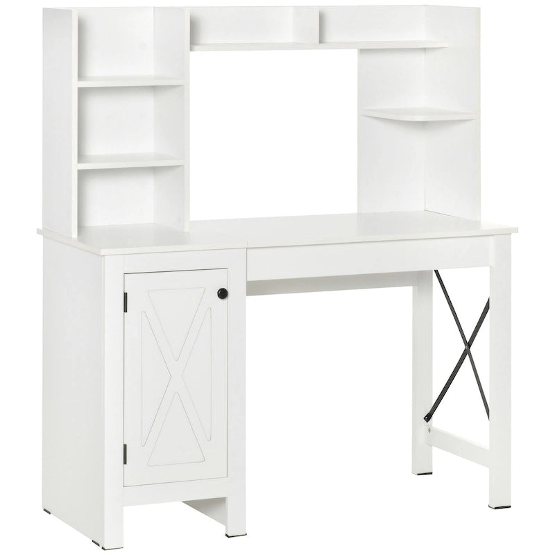 Farmhouse Computer Desk with Hutch and Cabinet