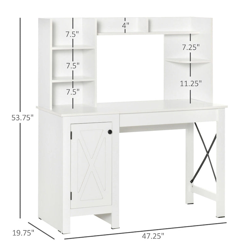 Bureau d'ordinateur de ferme avec huche et armoire