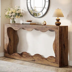 Console en bois de 160 cm, Table d'entrée rectangulaire pour salon, Marron rustique