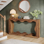 Console en bois de 160 cm, Table d'entrée rectangulaire pour salon, Marron rustique