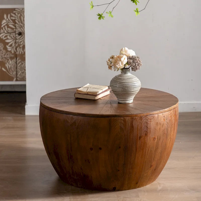 Table basse style vintage en forme de seau avec fonction de rangement