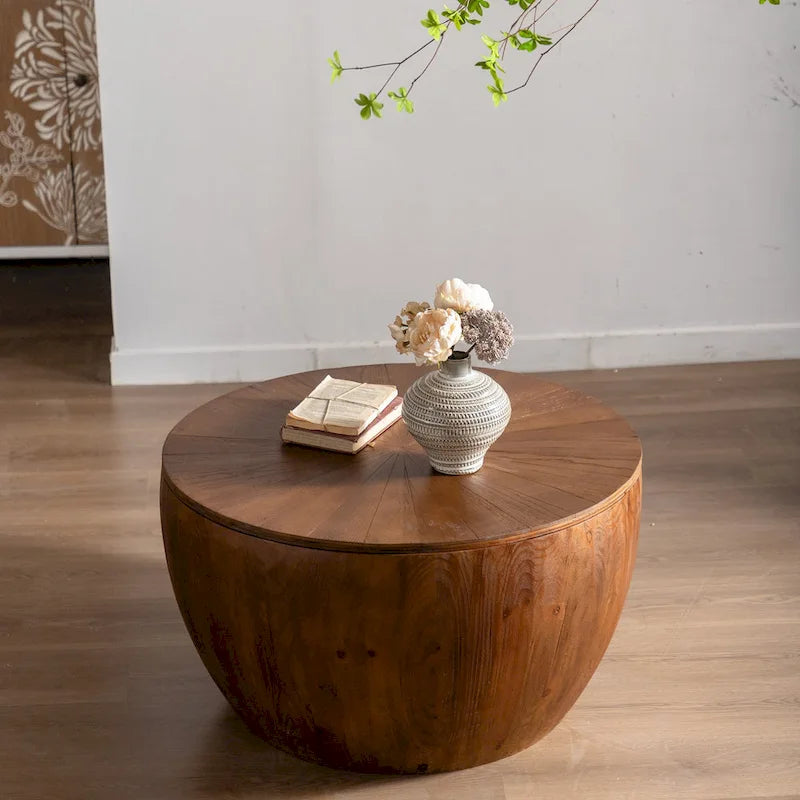 Table basse style vintage en forme de seau avec fonction de rangement