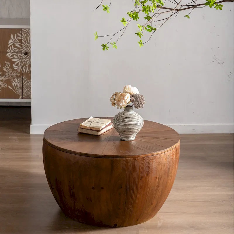 Table basse style vintage en forme de seau avec fonction de rangement