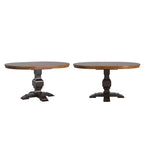 Table à manger extensible en bois massif ovale bicolore