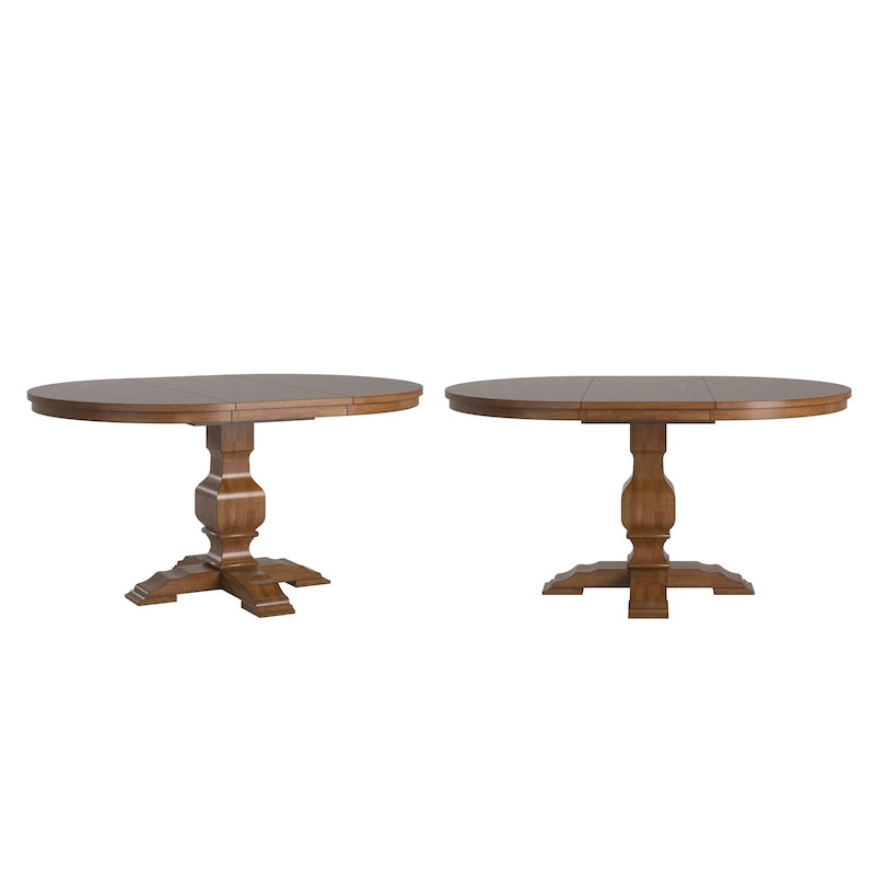 Table à manger extensible en bois massif ovale bicolore