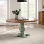 Table à manger extensible en bois massif ovale bicolore
