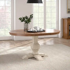 Table à manger extensible en bois massif ovale bicolore