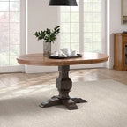Table à manger extensible en bois massif ovale bicolore