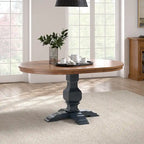 Table à manger extensible en bois massif ovale bicolore